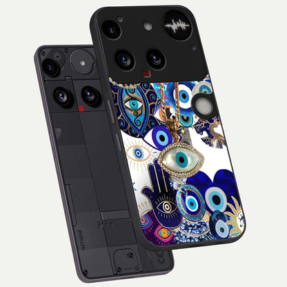  Mystic Charm Eye phone case For Nothing Phone 3 showing premium glass back cover with detailed artwork