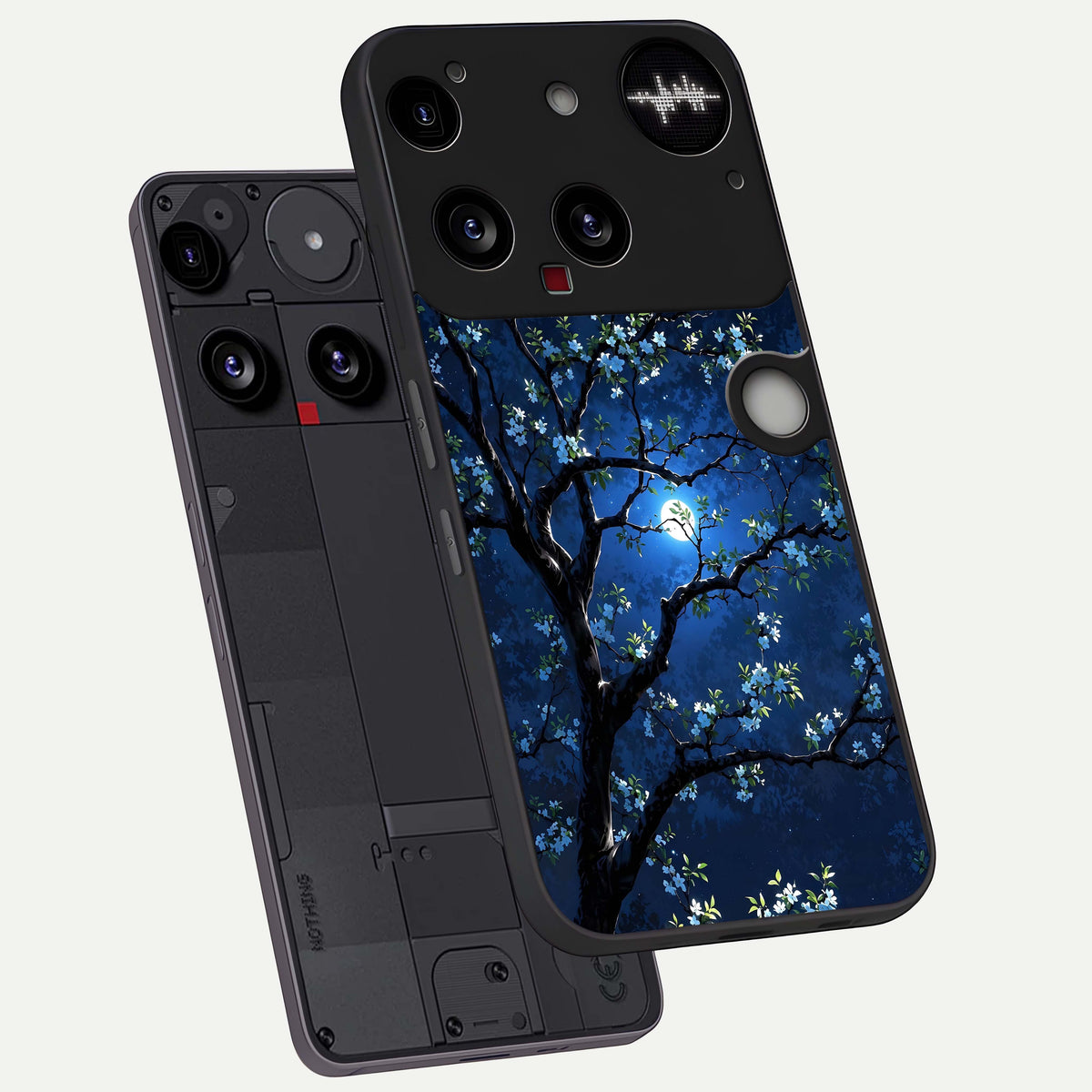  Mystic Floral Night phone case For Nothing Phone 3 showing premium glass back cover with detailed artwork