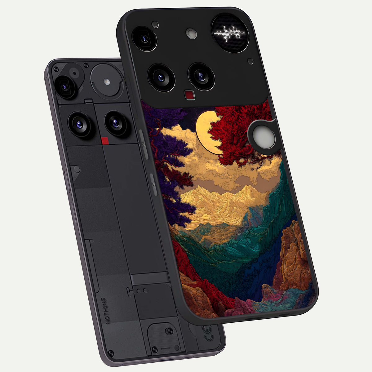  Mystic Valley Light phone case For Nothing Phone 3 showing premium glass back cover with detailed artwork