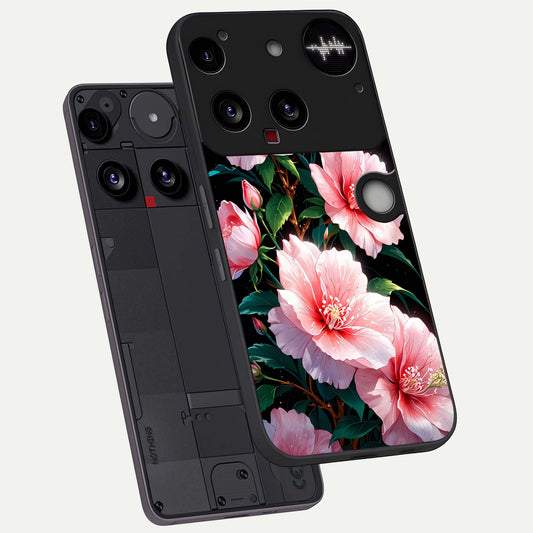  Peach Flower phone case For Nothing Phone 3 showing premium glass back cover with detailed artwork