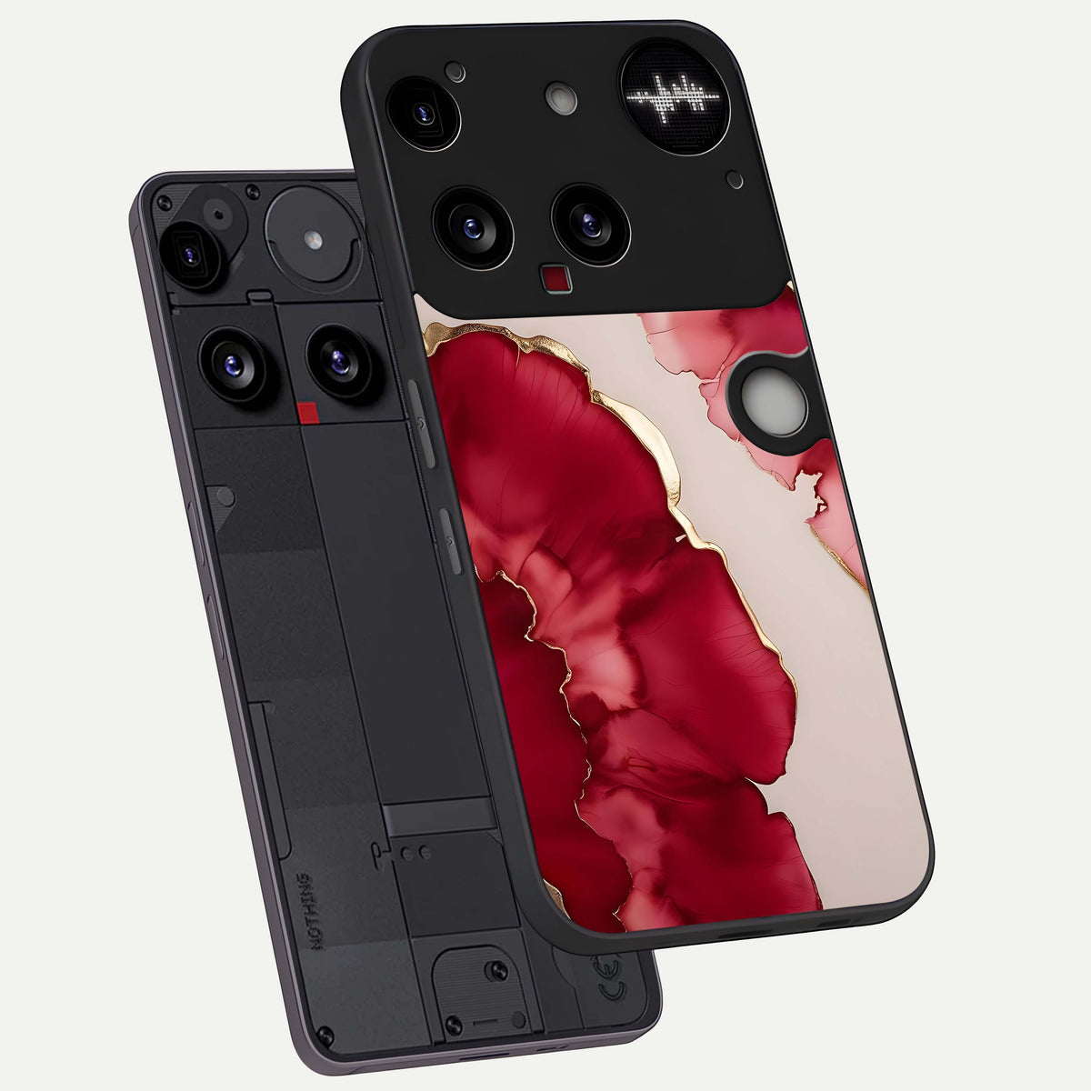  Pink And White Marble phone case For Nothing Phone 3 showing premium glass back cover with detailed artwork