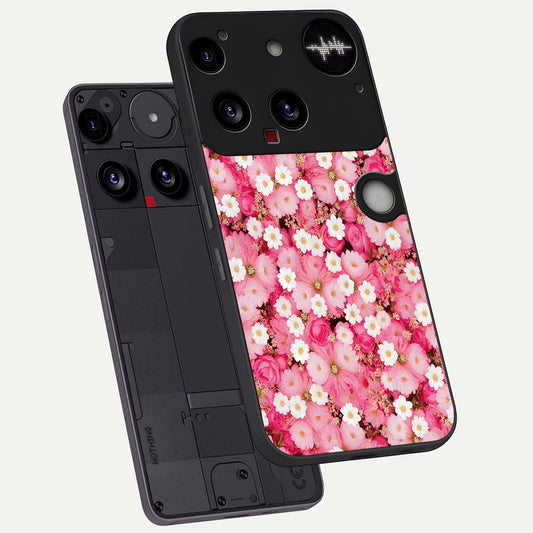  Pink Daisy Bliss phone case For Nothing Phone 3 showing premium glass back cover with detailed artwork