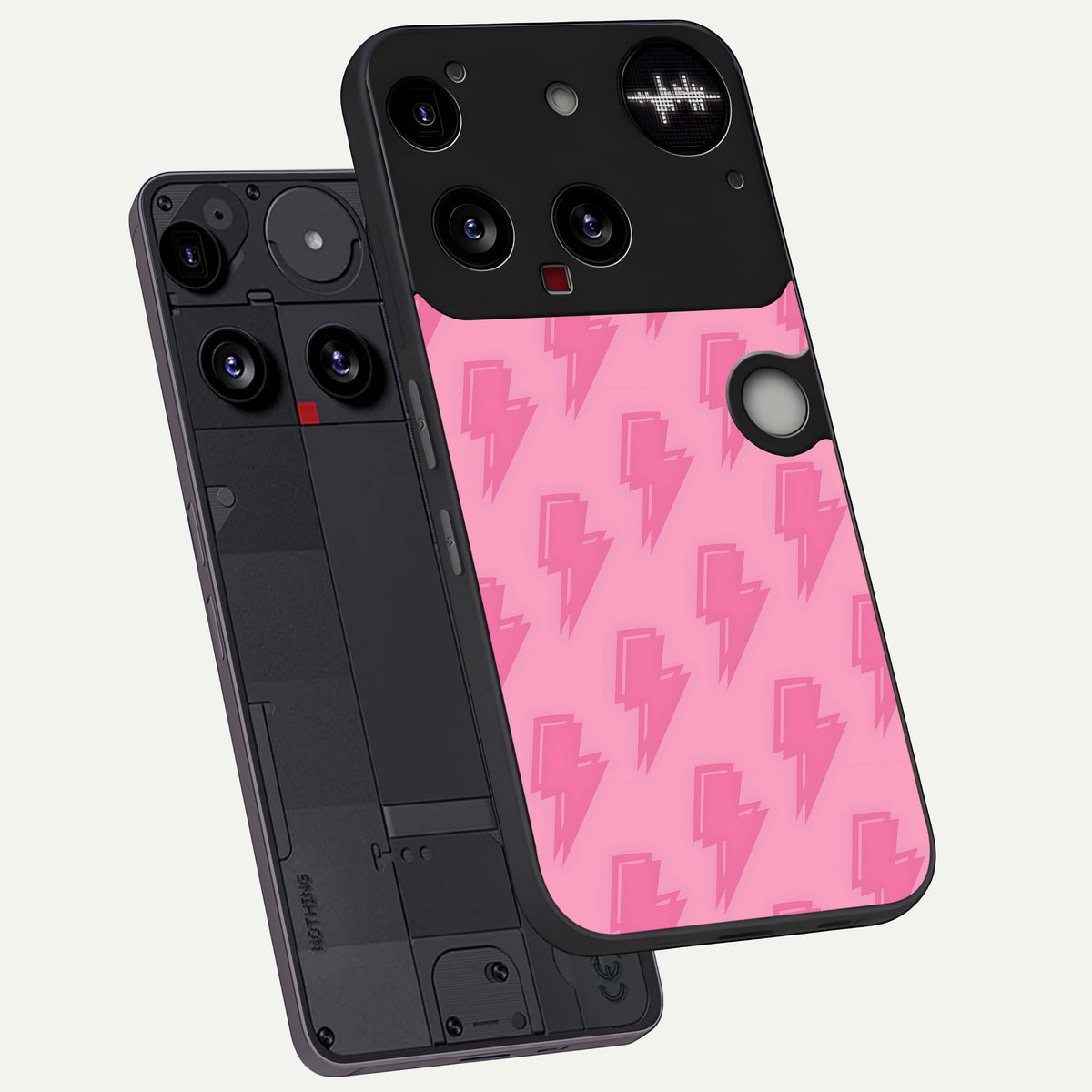  Pink Moo Magic phone case For Nothing Phone 3 showing premium glass back cover with detailed artwork