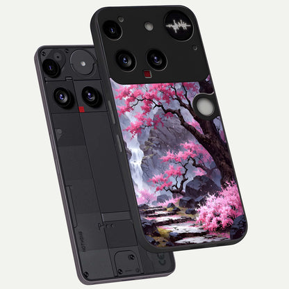  Pink Sunflower Glow phone case For Nothing Phone 3 showing premium glass back cover with detailed artwork