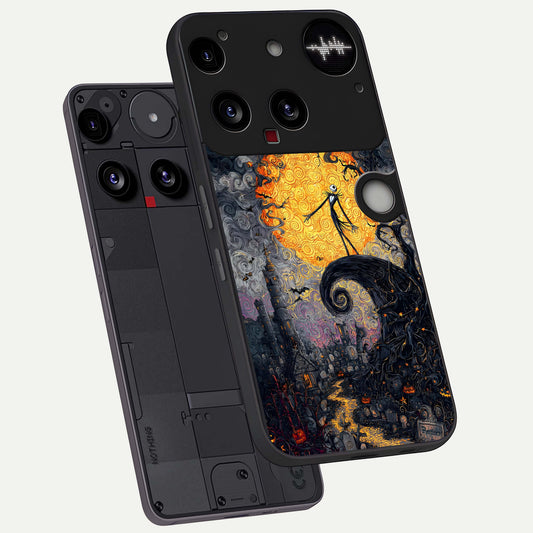  Pumpkin Moon Night phone case For Nothing Phone 3 showing premium glass back cover with detailed artwork
