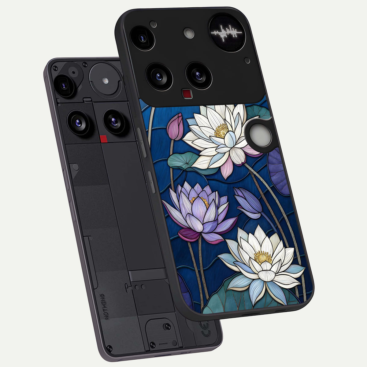  Purple Lotus Stained phone case For Nothing Phone 3 showing premium glass back cover with detailed artwork