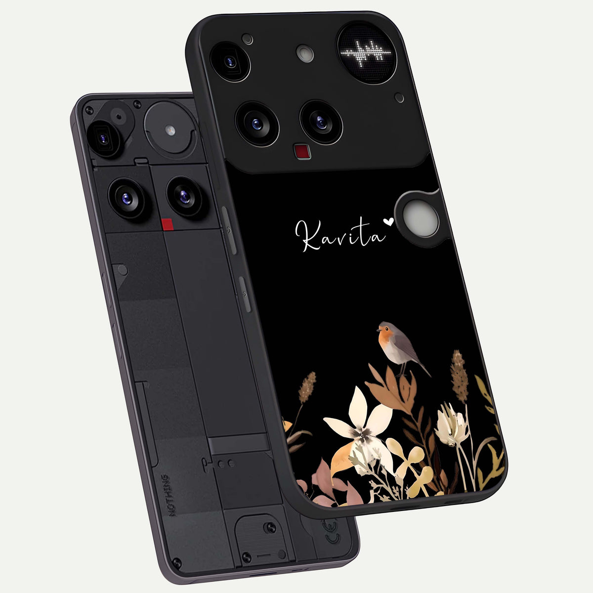  Quiet Garden Tune Custom Name phone case For Nothing Phone 3 showing premium glass back cover with detailed artwork