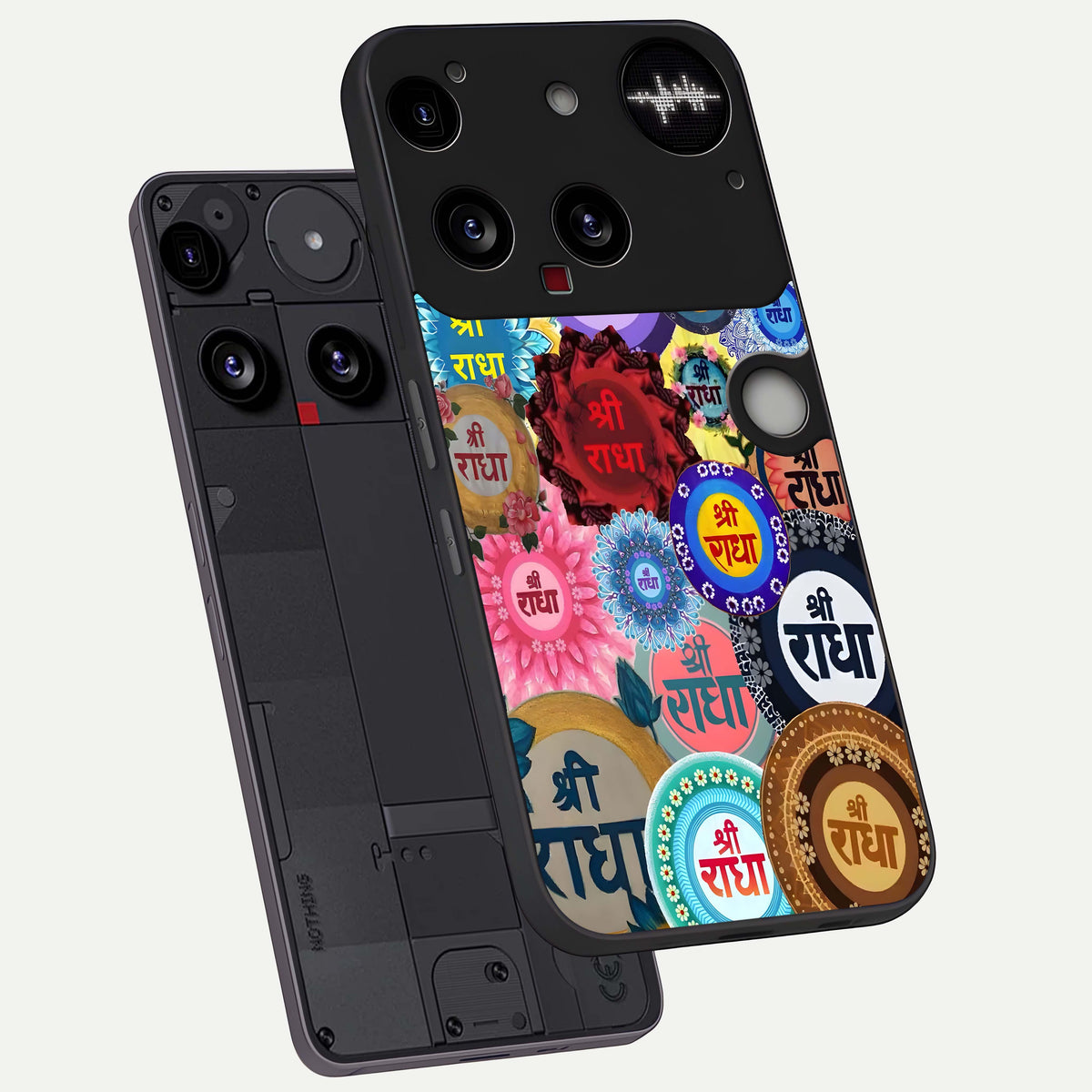  Radha Divine Bloom phone case For Nothing Phone 3 showing premium glass back cover with detailed artwork