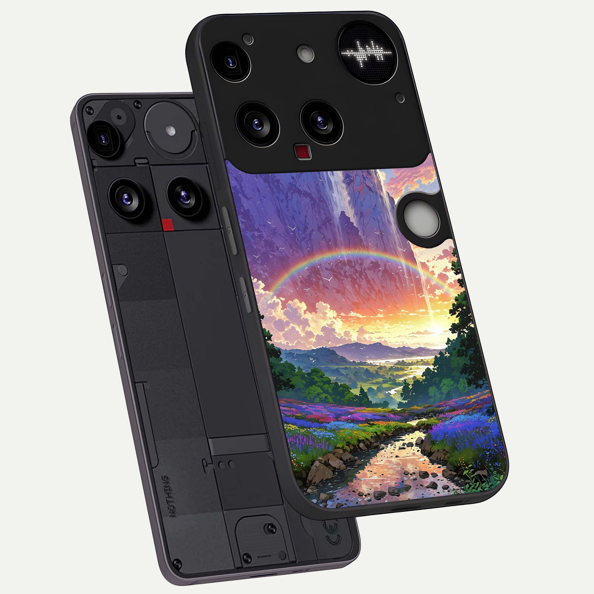  Rainbow Valley Dream phone case For Nothing Phone 3 showing premium glass back cover with detailed artwork