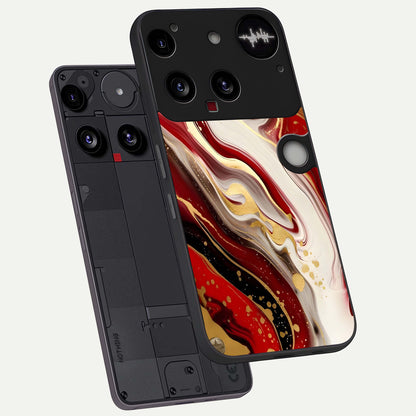  Red And White Marble phone case For Nothing Phone 3 showing premium glass back cover with detailed artwork