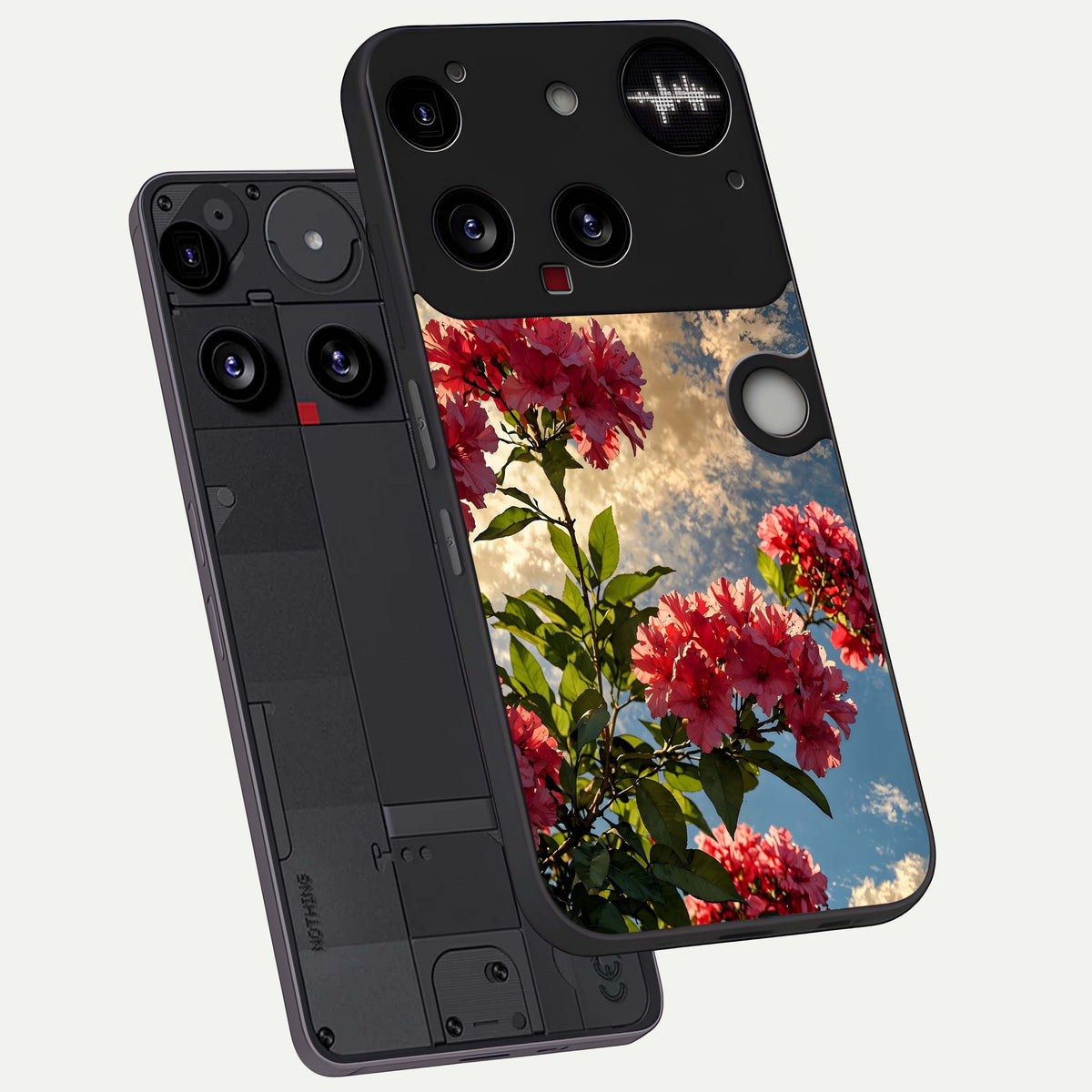  Red Bloom Skies phone case For Nothing Phone 3 showing premium glass back cover with detailed artwork