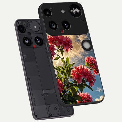  Red Bloom Skies phone case For Nothing Phone 3 showing premium glass back cover with detailed artwork