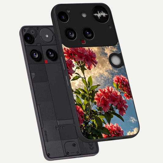  Red Bloom Skies phone case For Nothing Phone 3 showing premium glass back cover with detailed artwork