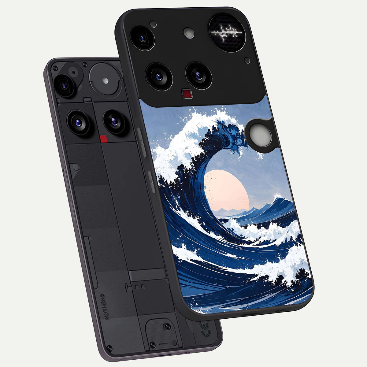  Rising Tide Power phone case For Nothing Phone 3 showing premium glass back cover with detailed artwork