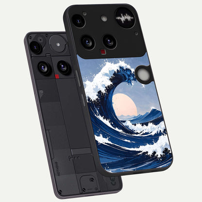  Rising Tide Power phone case For Nothing Phone 3 showing premium glass back cover with detailed artwork