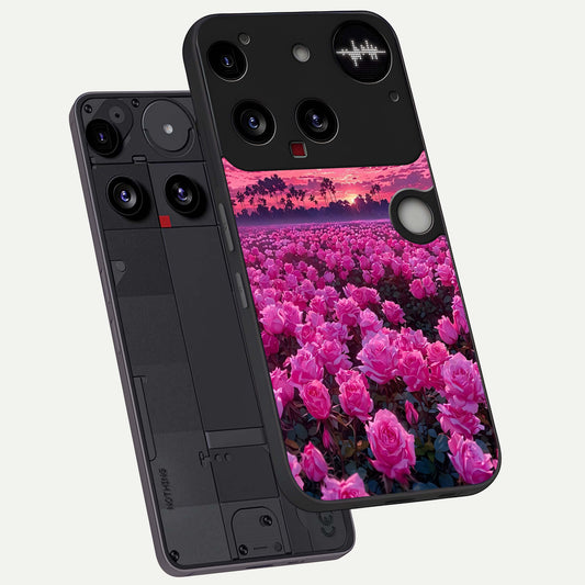  Rose Sunset Valley phone case For Nothing Phone 3 showing premium glass back cover with detailed artwork