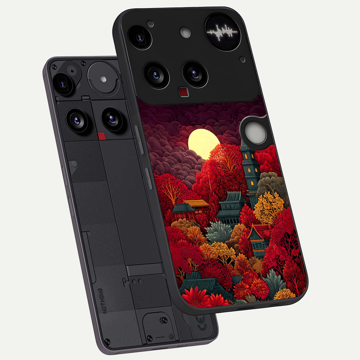  Scarlet Autumn Temple phone case For Nothing Phone 3 showing premium glass back cover with detailed artwork