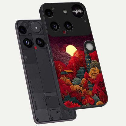  Scarlet Autumn Temple phone case For Nothing Phone 3 showing premium glass back cover with detailed artwork