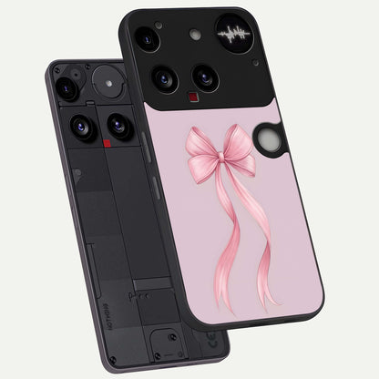  Soft Blush Bow phone case For Nothing Phone 3 showing premium glass back cover with detailed artwork