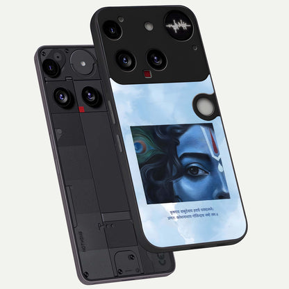  Spiritual Krishna phone case For Nothing Phone 3 showing premium glass back cover with detailed artwork