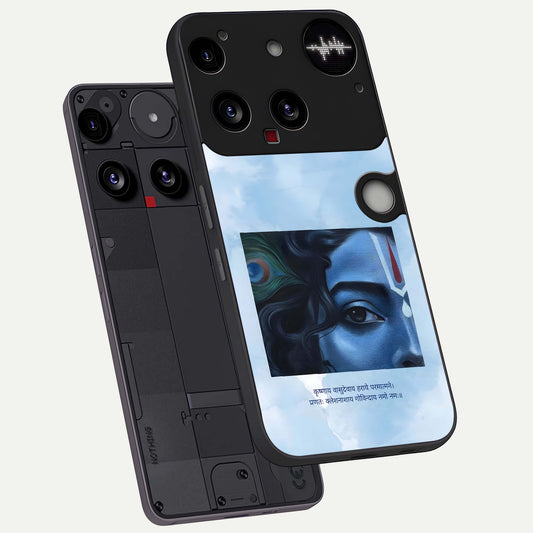  Spiritual Krishna phone case For Nothing Phone 3 showing premium glass back cover with detailed artwork