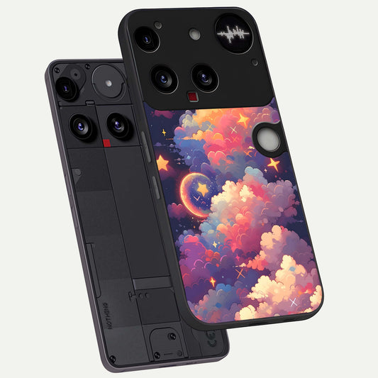  Starlit Dream Clouds phone case For Nothing Phone 3 showing premium glass back cover with detailed artwork