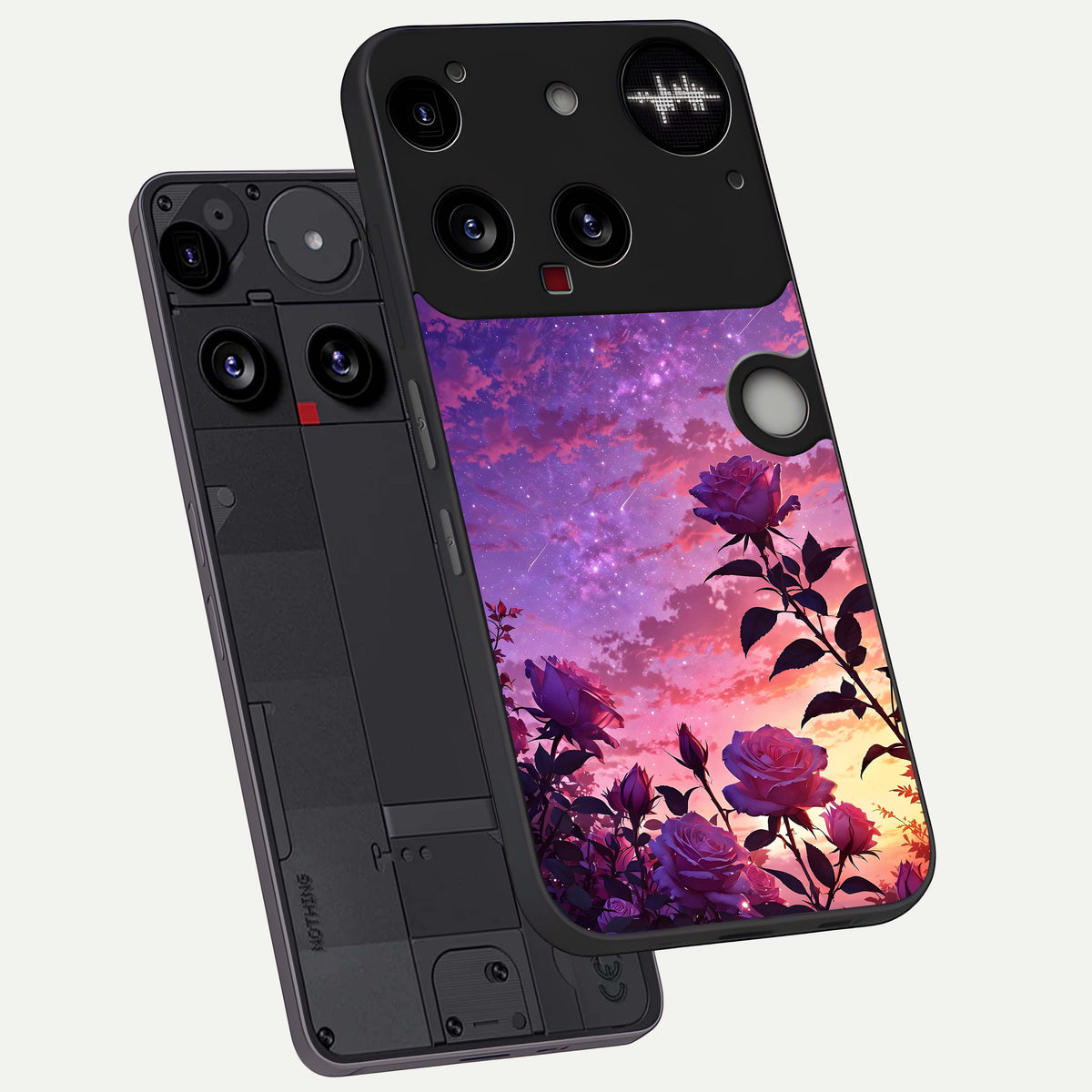  Starlit Rose Twilight phone case For Nothing Phone 3 showing premium glass back cover with detailed artwork