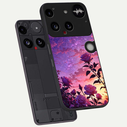 Starlit Rose Twilight phone case For Nothing Phone 3 showing premium glass back cover with detailed artwork