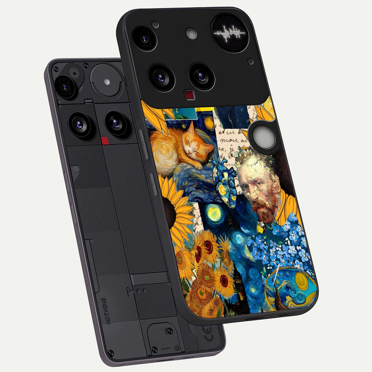  Sunflower Chic Mood Custom Name phone case For Nothing Phone 3 showing premium glass back cover with detailed artwork