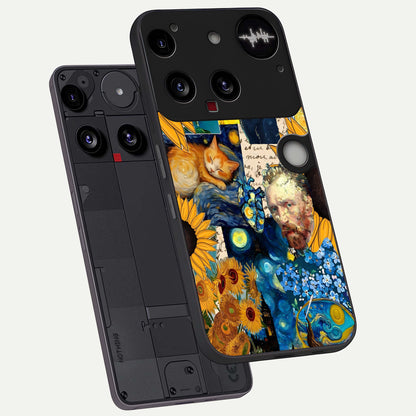  Sunflower Chic Mood Custom Name phone case For Nothing Phone 3 showing premium glass back cover with detailed artwork