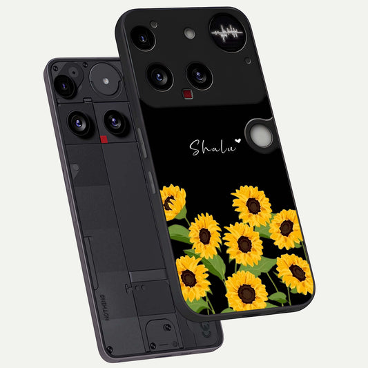  Sunflower Sky Bloom phone case For Nothing Phone 3 showing premium glass back cover with detailed artwork