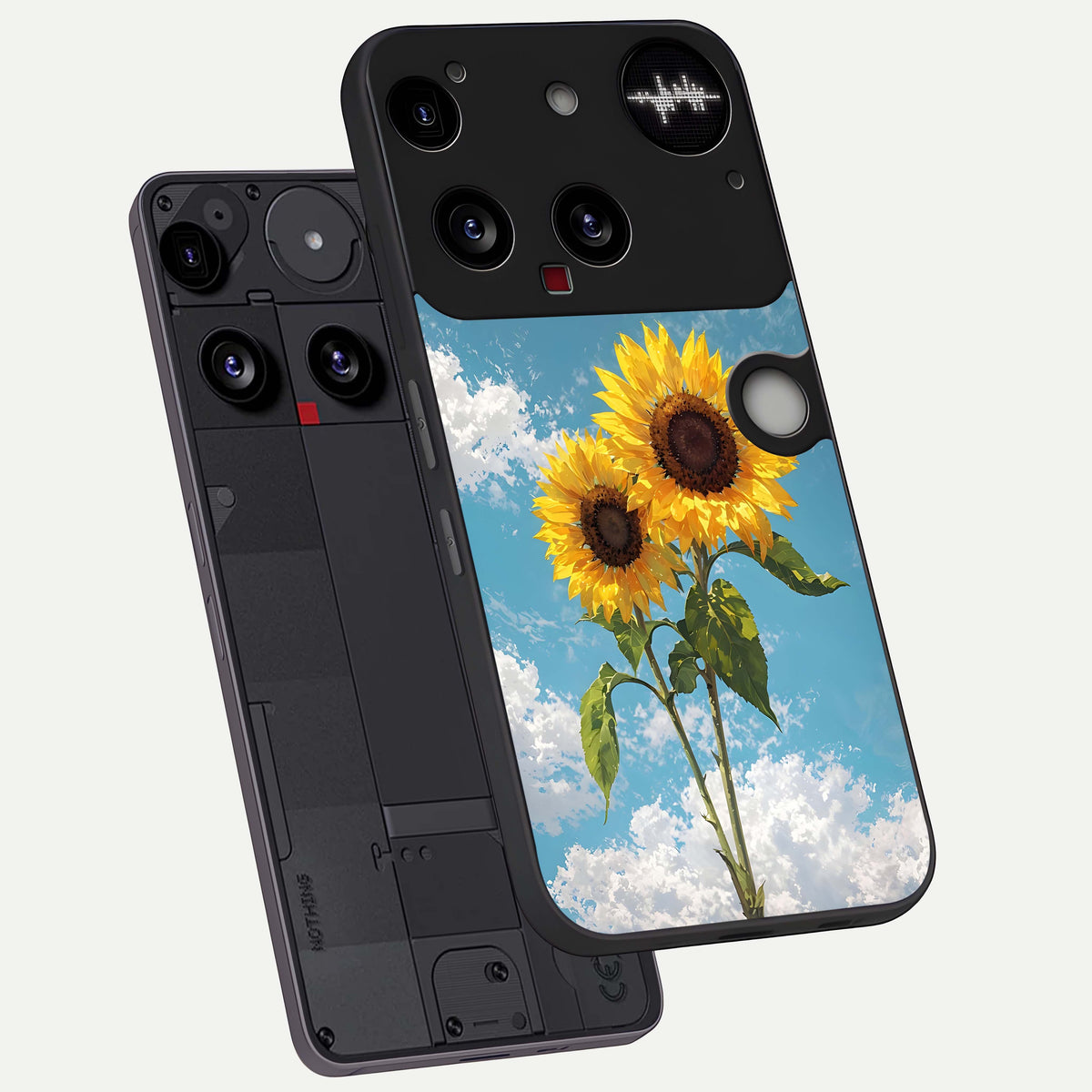  Sunlit Daisy Glow phone case For Nothing Phone 3 showing premium glass back cover with detailed artwork