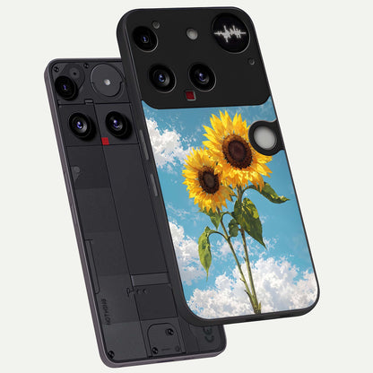  Sunlit Daisy Glow phone case For Nothing Phone 3 showing premium glass back cover with detailed artwork