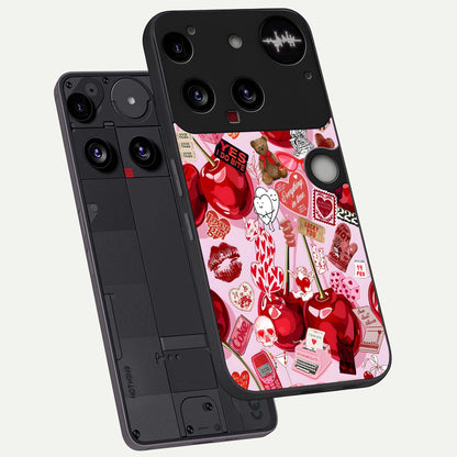  Sweet Cherry Chaos phone case For Nothing Phone 3 showing premium glass back cover with detailed artwork