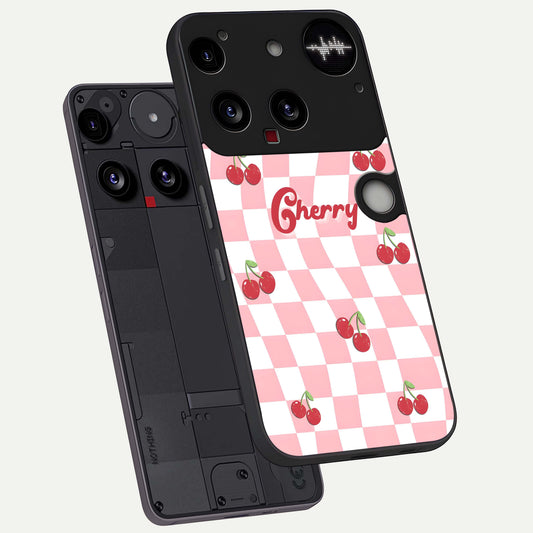  Sweet Cherry Vibes phone case For Nothing Phone 3 showing premium glass back cover with detailed artwork