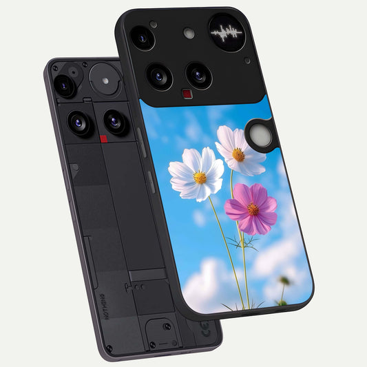  Tripple Flowers With Sky phone case For Nothing Phone 3 showing premium glass back cover with detailed artwork