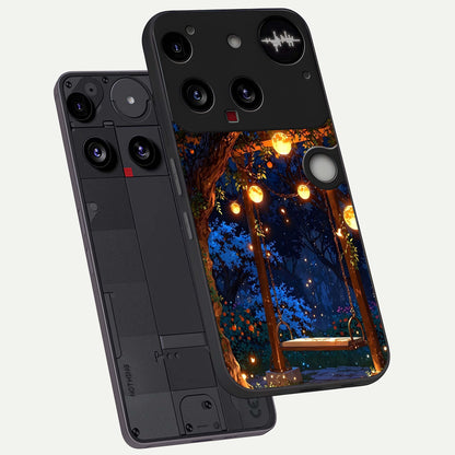  Twilight Garden Swing phone case For Nothing Phone 3 showing premium glass back cover with detailed artwork