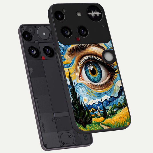  Van Gogh Eye phone case For Nothing Phone 3 showing premium glass back cover with detailed artwork