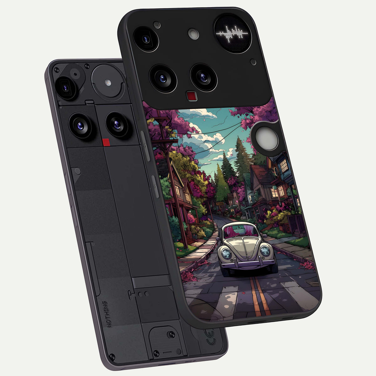  Vintage Street Drive phone case For Nothing Phone 3 showing premium glass back cover with detailed artwork