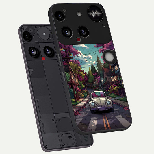  Vintage Street Drive phone case For Nothing Phone 3 showing premium glass back cover with detailed artwork