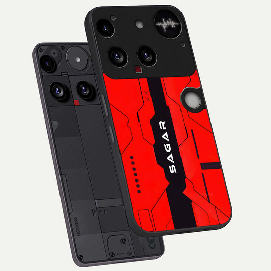  Voltage Rise CYBERPUNK Custom Name phone case For Nothing Phone 3 showing premium custom name glass back cover
