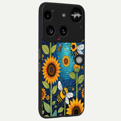  Bees And Sunflowers back cover For Nothing Phone 3 slim fit glass case with vibrant aesthetic design