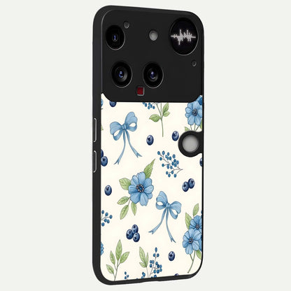  Blue Flower And Bow back cover For Nothing Phone 3 slim fit glass case with vibrant aesthetic design