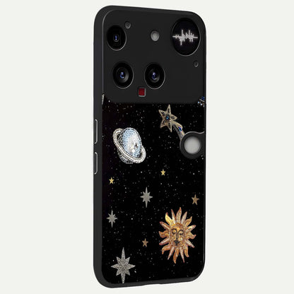  Celestial Moon With Stars back cover For Nothing Phone 3 slim fit glass case with vibrant aesthetic design