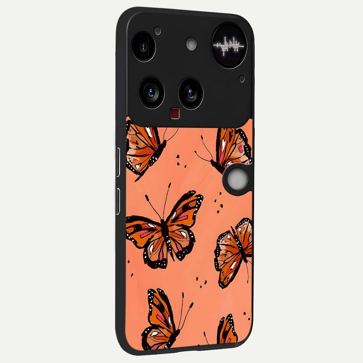  Coral Wing Butterfly back cover For Nothing Phone 3 slim fit glass case with vibrant aesthetic design