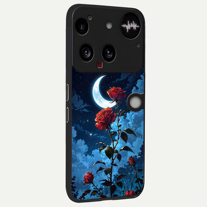  Crimson Rose Moon back cover For Nothing Phone 3 slim fit glass case with vibrant aesthetic design