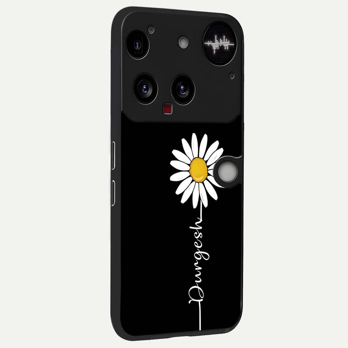  Custom Name White Flower back cover For Nothing Phone 3 slim fit glass case with vibrant aesthetic design