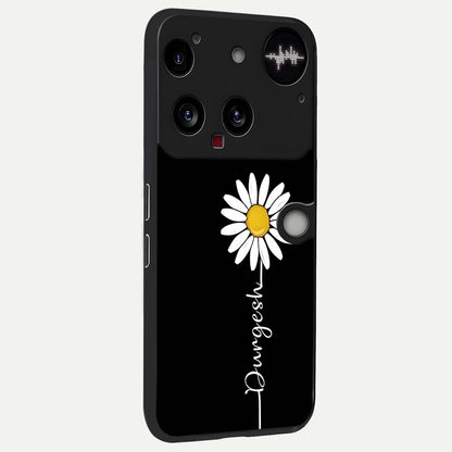  Custom Name White Flower back cover For Nothing Phone 3 slim fit glass case with vibrant aesthetic design