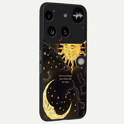  Golden Lunar Love back cover For Nothing Phone 3 slim fit glass case with vibrant aesthetic design