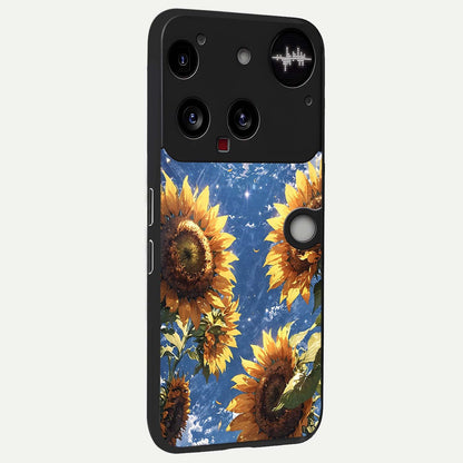  Heavenly Sunflower Rise back cover For Nothing Phone 3 slim fit glass case with vibrant aesthetic design